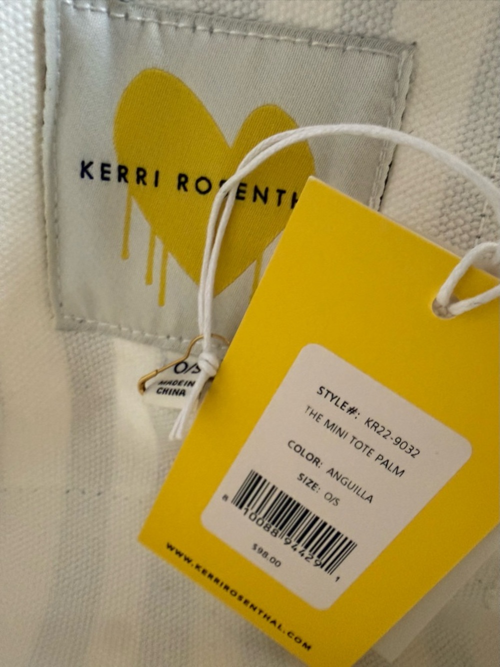 Kerri Rosenthal Mini Tote “Anguilla” Blue Stripes & Pink Palm Tree NEW with Tags - Picture 4 of 4